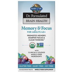 Garden of Life, Dr. Formulated Brain Health Memory & Focus for Adults 40+, 60 Tablets