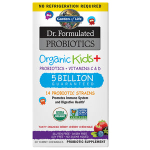Garden of Life, Dr. Formulated Probiotics Organic Kids Berry Cherry Shelf Stable, 30 Chewable Tabs
