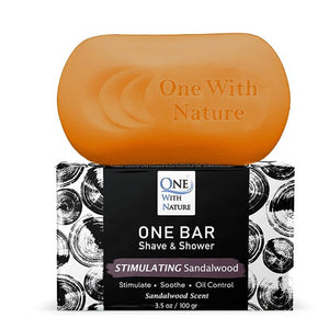 One with Nature, One Bar Shave & Shower Stimulating Sandalwood, 3.5 Oz