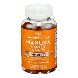 Wedderspoon, Manuka Honey Immunity Gummies Citrus, 90 Gummies