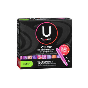 U By Kotex, Click Compact Tampons Super, Unscented 18 Count