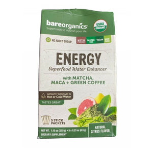 Bare Organics, Energy Blend Water Enhancer, 5 Packets