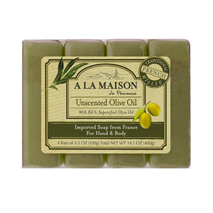 A La Maison, Unscented Olive Oil Bars, 4 Count