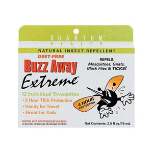 Quantum Health, Buzz Away Extreme Natural Deet-Free, Towelette, 12 Count