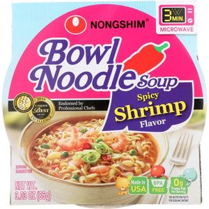 Nongshim, Bowl Noodle Soup Spicy Shrimp, 3.03 Oz(Case Of 12)