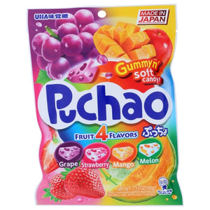 Uha Mikakuto, Candy Puchao Mix Fruit, 3.52 Oz(Case Of 6)