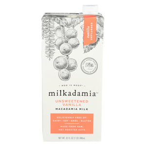 Milkadamia, Macadamia Milk With Unsweetened Vanilla, 32 Oz(Case Of 6)
