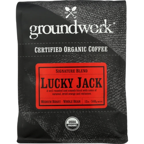 Groundwork Coffee, Coffee Lucky Jack Org, 12 Oz(Case Of 6)