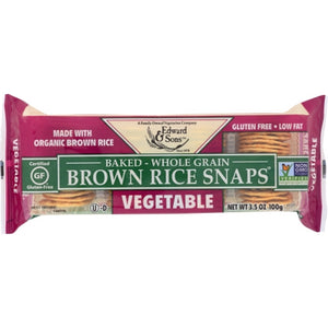 Edward And Sons, Vegetable Brown Rice Snaps Gluten Free, 3.5 Oz(Case Of 12)