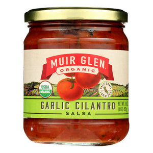 Muir Glen, Medium Garlic Cilantro Salsa  Tomato, Case of 12 X 16 Oz
