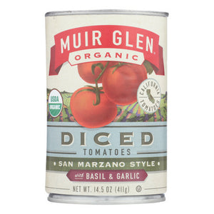 Muir Glen, Diced Tomatoes Basil And Garlic  Tomato, Case of 12 X 14.5 Oz