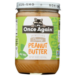 Once Again, Organic Peanut Butter Creamy Unsweetened Salt Free, 16 Oz(Case Of 6)