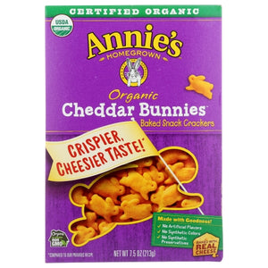 Annie's Homegrown, Organic Cheddar Bunnies Baked Snack Crackers, 7.5 Oz(Case Of 12)
