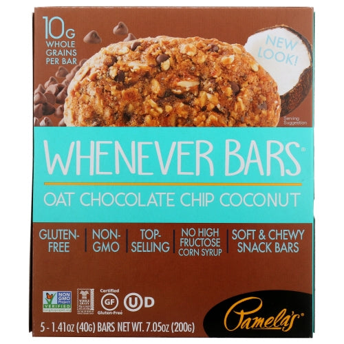 Pamela's Products, Whenever Bars Gluten Free Chocolate Chip Coconut, 7.05 Oz(Case Of 6)
