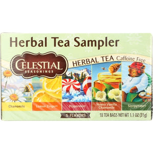 Celestial Seasonings, Herbal Tea Sampler Assorted, 18 Bags(Case Of 6)