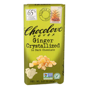 Chocolove, Dark Chocolate Bar Ginger Crystallized, 3.2 Oz(Case Of 12)