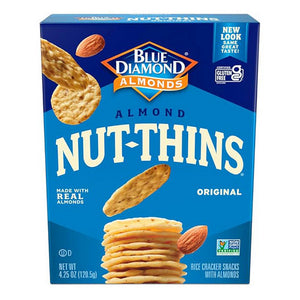 Blue Diamond, Almond Nut-Thins Rice Cracker Snacks with Almonds Original, 4.25 Oz(Case Of 12)