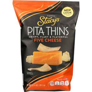 Stacys Pita Chip, Pita Thins 5 Cheeses, 6.75 Oz(Case Of 8)
