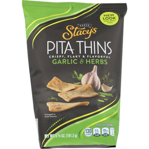 Stacys Pita Chip, Pita Thins Garlic & Herb, 6.75 Oz(Case Of 8)