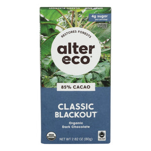 Alter Eco, Organic Deep Dark Chocolate Classic Blackout, 2.82 Oz(Case Of 12)