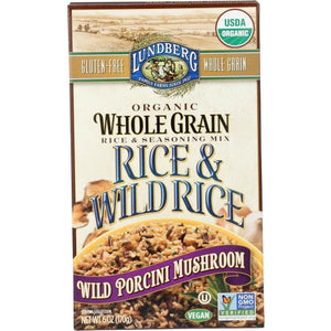 Lundberg, Organic Whole Grain Wild Porcini Mushroom Rice And Wild Rice, 6 Oz(Case Of 6)