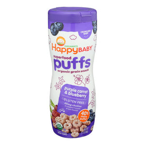 Happy Baby Food, Organic Superfood Puffs Purple Carrot And Blueberry, 2.1 Oz(Case Of 6)