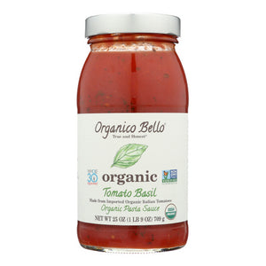 Organico Bello, Organic Tomato Basil Sauce, Case of 6 X 25 Oz