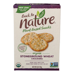 Back to Nature, Organic Stoneground Wheat Crackers Plain, 6 Oz(Case Of 6)