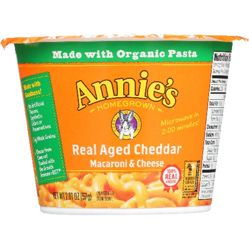 Annie's Homegrown, Real Aged Cheddar Microwavable Mac And Cheese Cup, 2.01 Oz(Case Of 12)