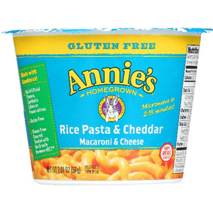 Annie's Homegrown, Rice Pasta And Cheddar Microwavable Mac And Cheese Cup, 2.01 Oz