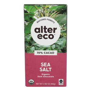 Alter Eco, Organic Dark Chocolate Deep Dark Sea Salt, 2.82 Oz(Case Of 12)