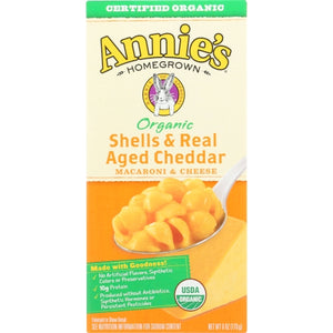 Annie's Homegrown, Organic Shells And Aged Cheddar Macaroni And Cheese, 6 Oz(Case Of 12)
