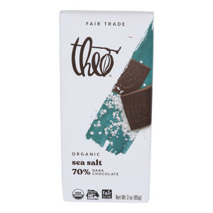 Theo Chocolate, Organic Dark Chocolate Bar Sea Salt, 3 Oz(Case Of 12)