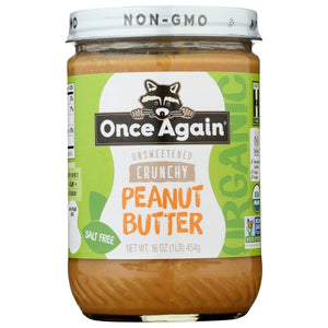 Once Again, Organic Peanut Butter Salt Free Crunchy, 16 Oz(Case Of 6)