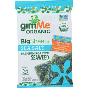 Gimme, Organic Roasted Seaweed Snack Big Sheets Sea Salt, 0.92 Oz(Case Of 10)