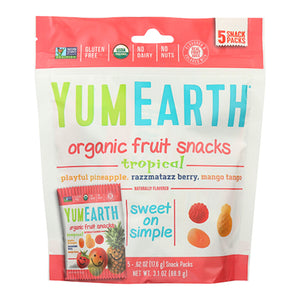Yum Earth, Organic Fruit Snacks Tropical, 3.1 Oz(Case Of 12)