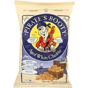 Pirate Brands, Rice And Corn Puffs Aged White Cheddar, 10 Oz(Case Of 6)