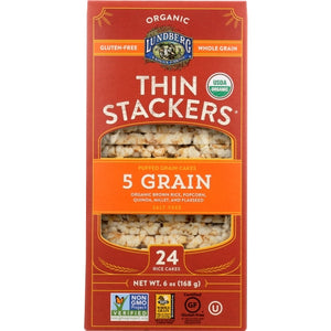 Lundberg, Thin Stackers 5 Grain Salt Free, 6 Oz(Case Of 6)