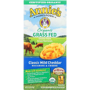 Annie's Homegrown, Organic Grass Fed Classic Mild Cheddar Macaroni And Cheese, 6 Oz(Case Of 12)