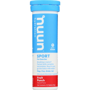 Nuun, Sport Hydration Single Tube Fruit Punch, 10 Tabs(Case Of 8)