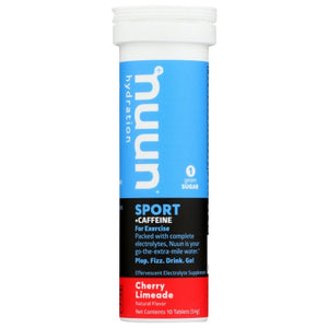 Nuun, Sport Plus Caffeine Hydration Single Tube Cherry Limeade, 10 Tabs