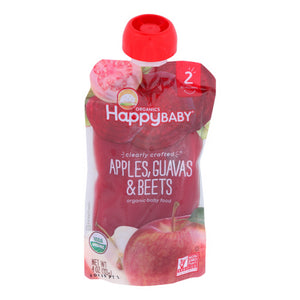 Happy Baby Food, Clearly Crafted Apples Guavas And Beets Stage-2, 4 Oz(Case Of 16)