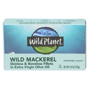 Wild Planet, Wild Mackerel Fillets In Extra Virgin Olive Oil, 4.4 Oz