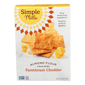 Simple Mills, Almond Flour Crackers Gluten Free Farmhouse Cheddar, 4.25 Oz(Case Of 6)