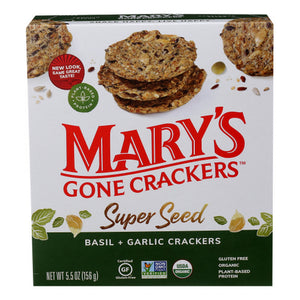 Mary's Gone Crackers, Super Seed Crackers Basil And Garlic, 5.5 Oz(Case Of 6)