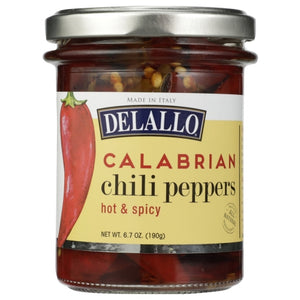 Delallo, Whole Calabrian Chili Peppers, 6.7 Oz(Case Of 6)