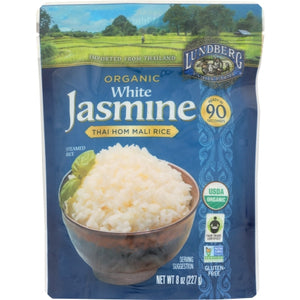 Lundberg, Organic White Jasmine Thai Hom Mali Rice, 8 Oz(Case Of 6)