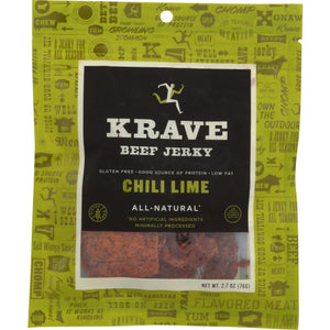 Krave Pure Foods, Jerky Beef Chili Lime, 2.7 Oz(Case Of 8)