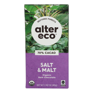 Alter Eco, Dark Salt And Malt Organic Chocolate Bar, 2.82 Oz(Case Of 12)
