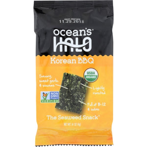 Ocean's Halo, Seaweed Snack Korean Bbq, 0.14 Oz(Case Of 12)